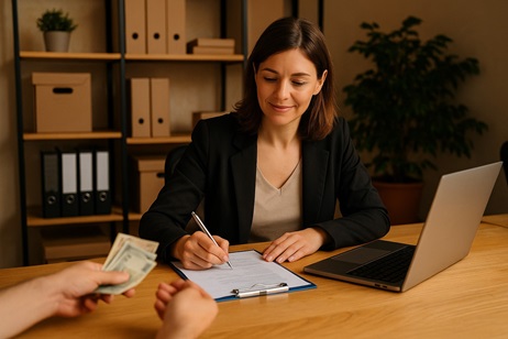 Comerciante gestionando su negocio